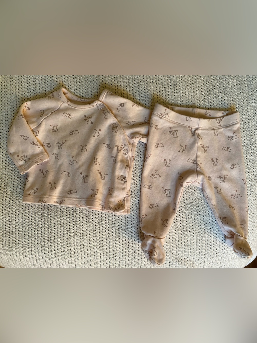 H&M Light Pink Footed Two-Piece Set with Bunny Print